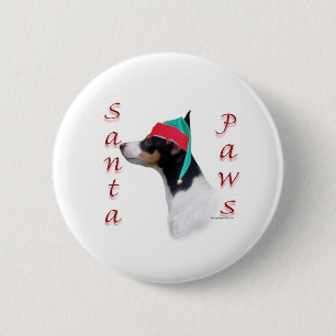 Toy Fox Terrier Santa Paws 6 Cm Round Badge