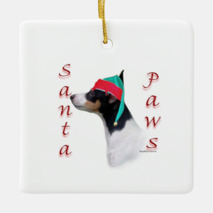 Toy Fox Terrier Santa Paws Ceramic Ornament