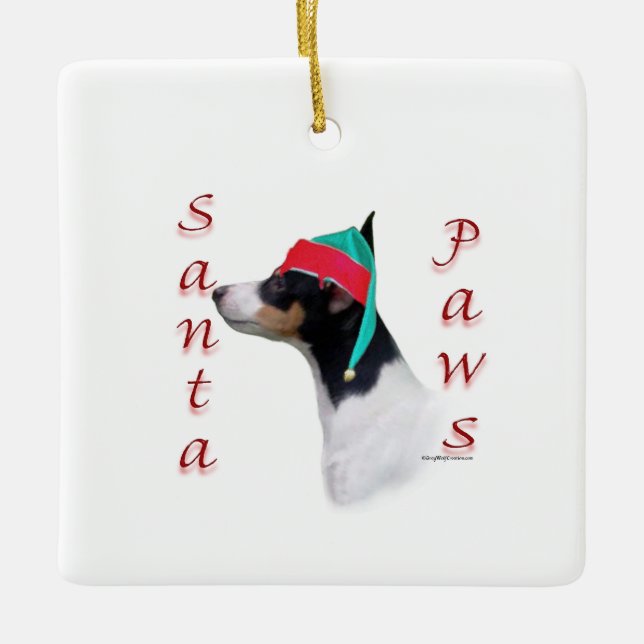 Toy Fox Terrier Santa Paws Ceramic Ornament (Front)