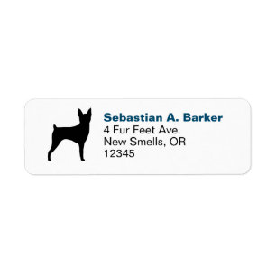 Toy Fox Terrier Silhouette Return Address Custom Label