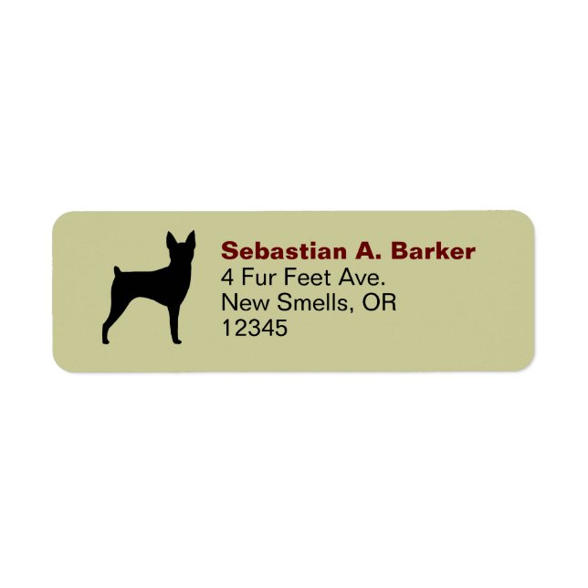 Toy Fox Terrier Silhouette Return Address Custom Label (Front)