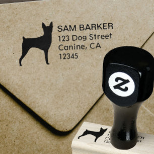 Toy Fox Terrier Silhouette Return Address Rubber Stamp