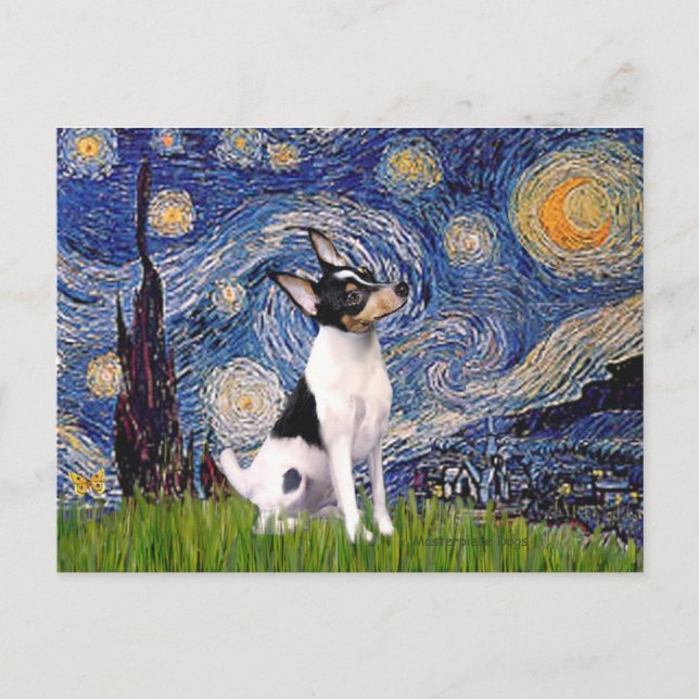 Toy Fox Terrier - Starry Night Postcard (Front)