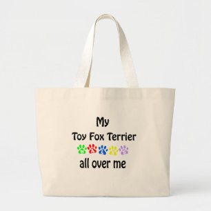 Toy Fox Terrier Walks Design Large Tote Bag