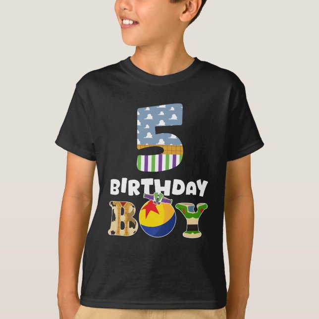 Toy Funny 5th Birthday Story Boy 5 Year Old B-day  T-Shirt (Front)