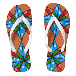 "Toy Kite and Pinwheel" abstract flip flops. Thongs