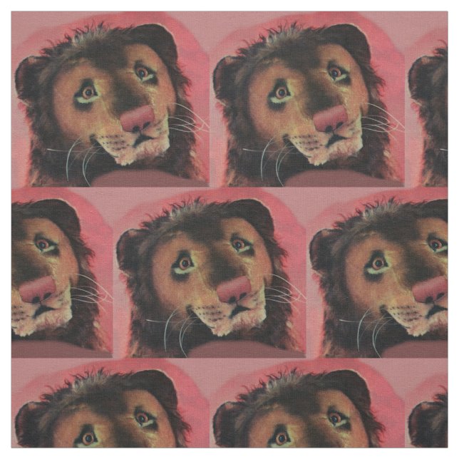 toy lion's head print fabric (Swatch)