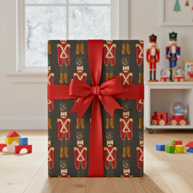 Toy Nutcracker Soldier Wrapping Paper (A classic holiday look for every gift)