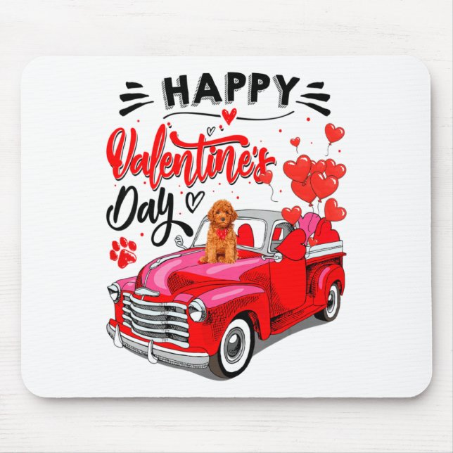 Toy Odle Heart Red Truck Happy Valentine Day Dog  Mouse Pad (Front)