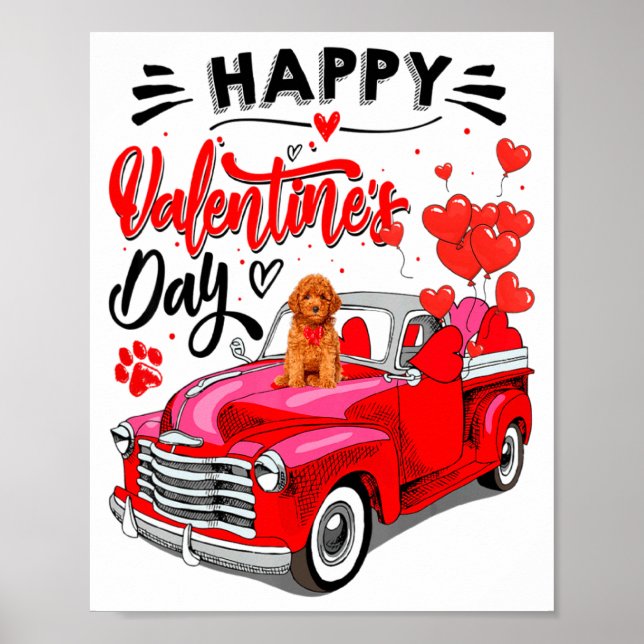 Toy Odle Heart Red Truck Happy Valentine Day Dog  Poster (Front)