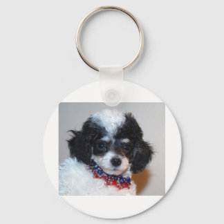 Toy Parti Poodle Puppy face Key Ring
