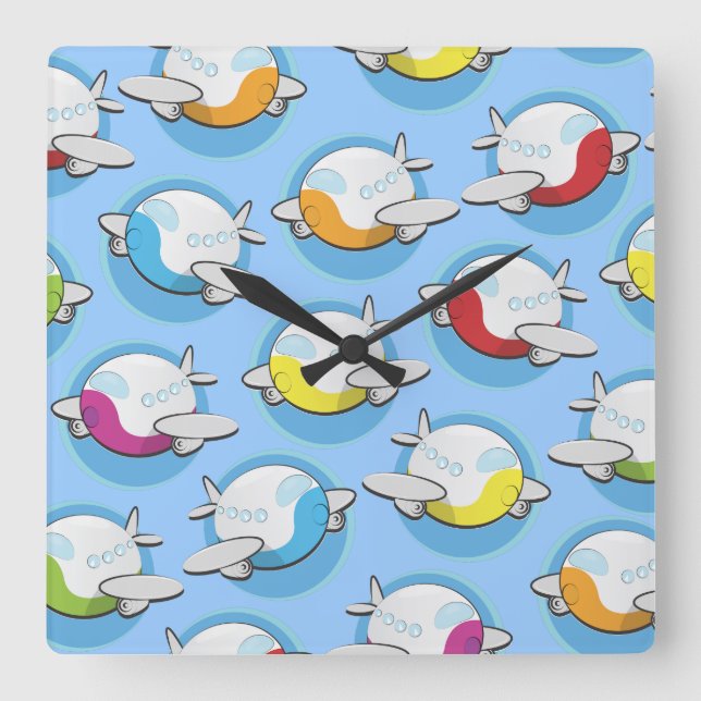 Toy Planes Square Wall Clock (Front)