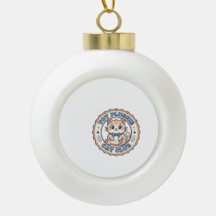 Toy Plushie Cat Cute Cat T-Shirt Design - Toy Plus Ceramic Ball Christmas Ornament