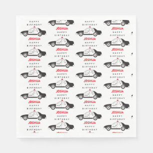Toy Police Car Custom Name Kids Birthday  Napkin