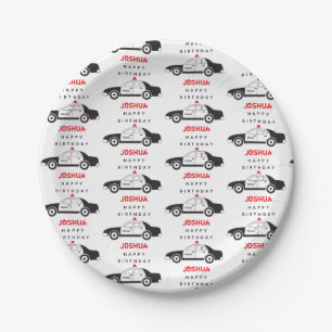 Toy Police Car Custom Name Kids Birthday Paper Plate