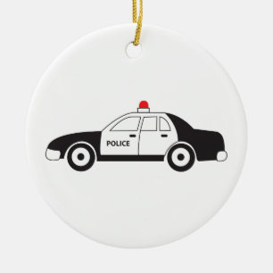 Toy Police Car Design Ceramic Ornament