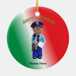 Toy Policeman Custom Christmas Ceramic Ornament