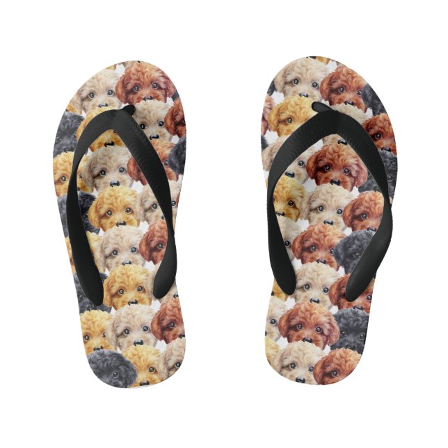 Toy poodle all over kid's thongs (Footbed)