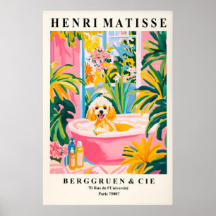 Toy Poodle Art Pink Bathroom Print, Henri Matisse Poster