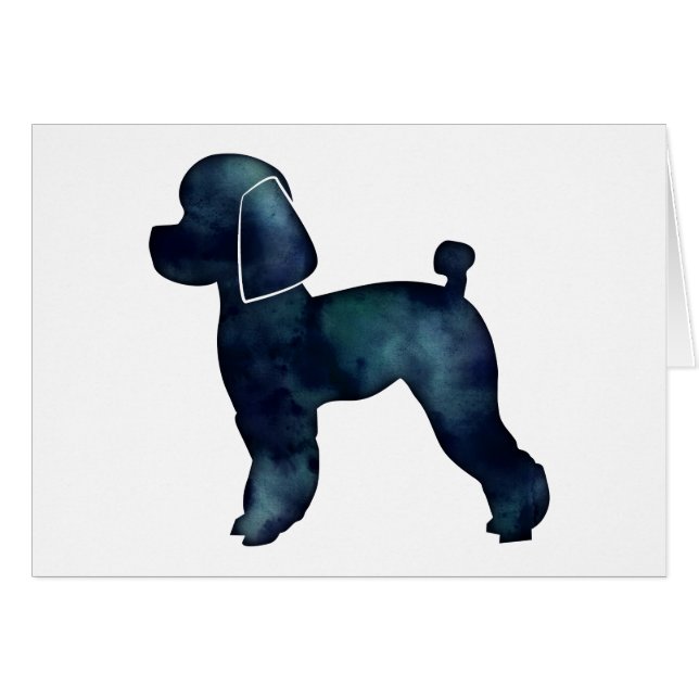 Toy Poodle Black Watercolor Silhouette Card (Front Horizontal)