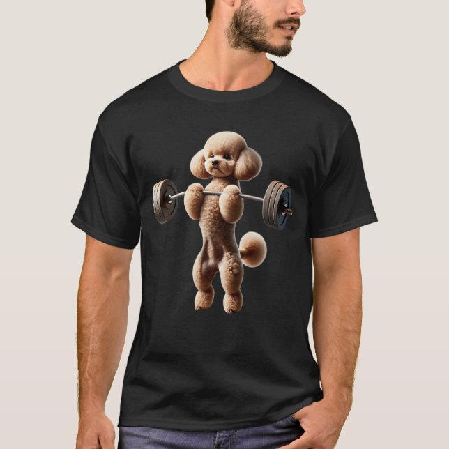 Toy Poodle Deadlift Weightlifting Funny Fitness T-Shirt (Front)