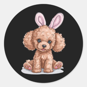 Toy Poodle Dog Breed Happy Easter Men Women Kids Classic Round Sticker