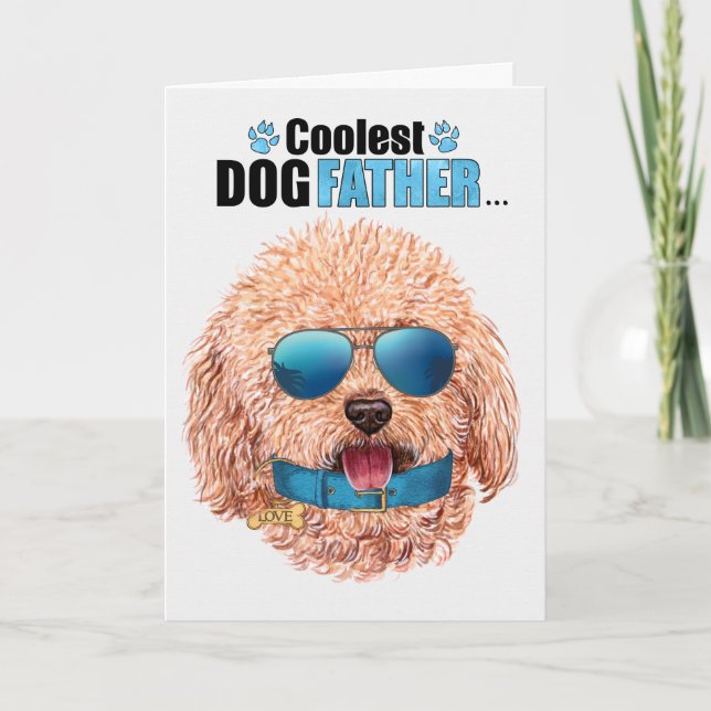 Toy Poodle Dog Coolest Dad Father's Day Holiday Card (Front)