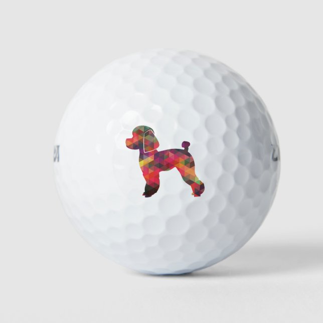 Toy Poodle Dog Geo Silhouette Multi Golf Balls (Front)