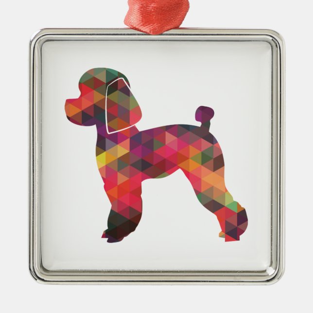 Toy Poodle Dog Geo Silhouette Multi Metal Ornament (Front)