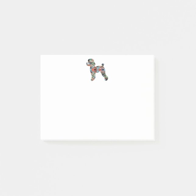 Toy Poodle Dog Geo Silhouette Plaid Post-it Notes (Front)