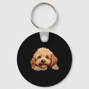 Toy Poodle Dog Mum Dad Peeking Puppy Key Ring