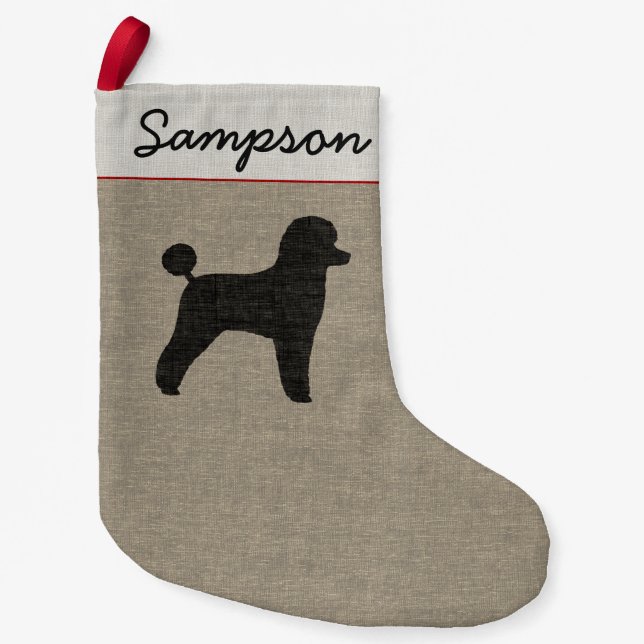 Toy Poodle Dog Silhouette Miniature Poodle Cute Small Christmas Stocking (Front)
