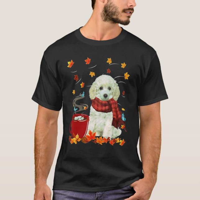 Toy Poodle  Fall  Chocolate  Hot   Dog Autumn T-Shirt (Front)