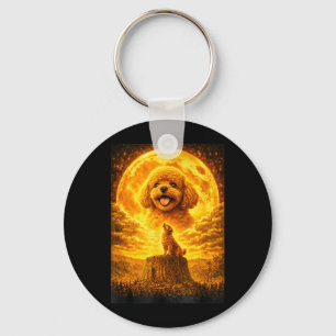 Toy Poodle Howling to The Moon Vintage Funny Dog Key Ring