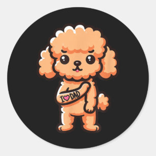 Toy Poodle I Love Dad Funny Dog Tattoo _1 Classic Round Sticker