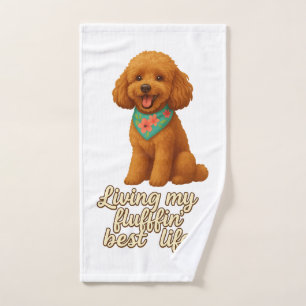 Toy Poodle � Living My Fluffin� Best Life Hand Towel