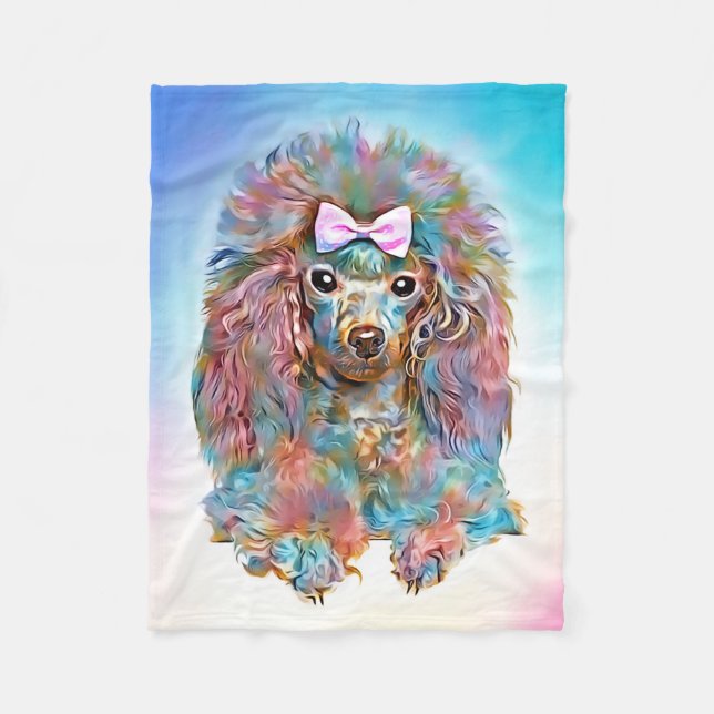 Toy Poodle - pastel oils Fleece Blanket (Front)