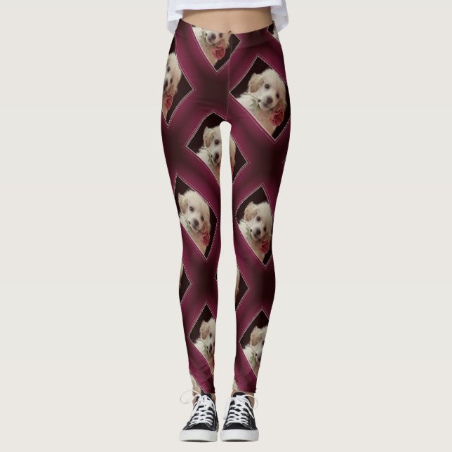 Toy poodle puppy art leggings (Front)
