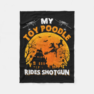 Toy Poodle Rides Shot Funny Toy Poodle Dog Fleece Blanket