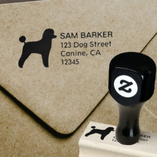 Toy Poodle Silhouette Return Address Rubber Stamp