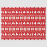 Toy Poodle Silhouettes Christmas Pattern Tissue Paper<br><div class="desc">Fun Red and White Christmas Sweater Style Pattern with Toy Poodle Silhouettes</div>
