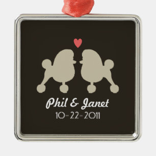 Toy Poodle Silhouettes Love Dogs Couple Custom Metal Ornament