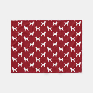 Toy Poodle Silhouettes Pattern Red Fleece Blanket