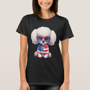 Toy Poodle With Patriotic Usa Flag American Indepe T-Shirt