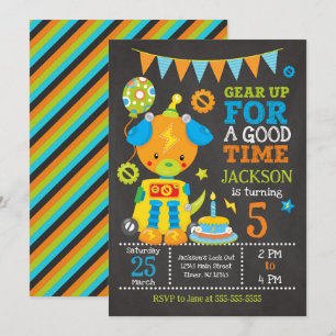 Toy Puppy Robot Boy Birthday Party Invitation