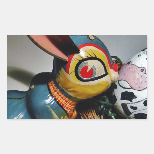 Toy Rabbit and  cow egg Rectangular Sticker (Front)