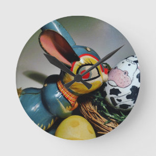 Toy Rabbit and cow egg Round Clock