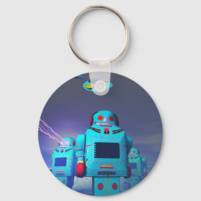 Toy Robos on the Attack Keychain (Front)
