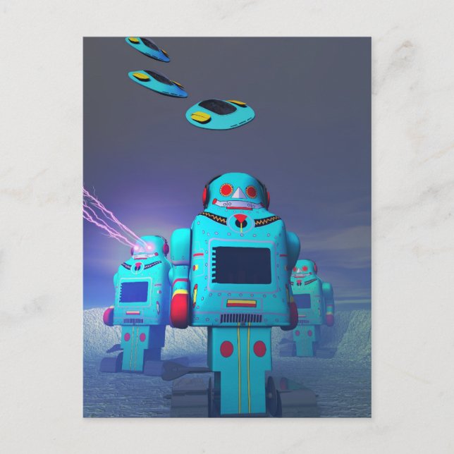 Toy Robos on the Attack Postcard (Front)