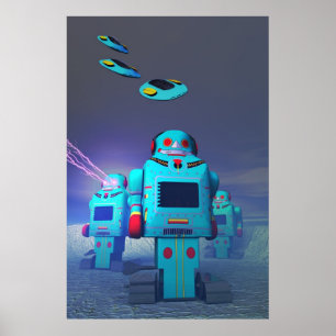 Toy Robos on the Attack Print